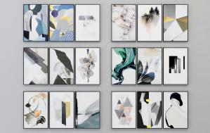 现代抽象三联拼接装饰画组合