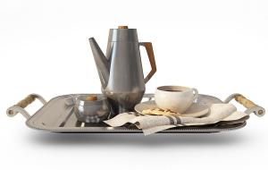 托盘咖啡、咖啡壶、糖罐食品餐具