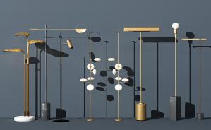 现代金属树叶灯罩落地灯组合