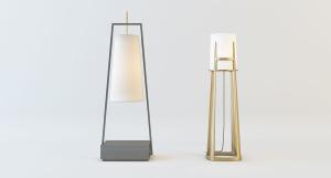 新中式金属托举柱形灯罩落地灯