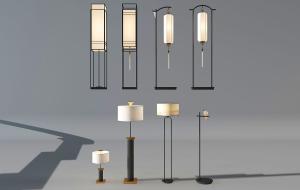 新中式金属支架灯笼造型落地灯