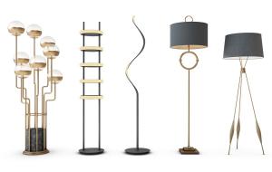 现代金属多头玻璃落地灯