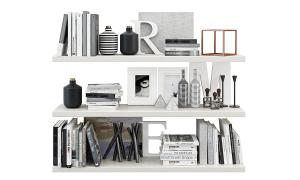 搁板书籍、相框、装饰品摆件