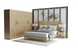 新中式实木双人床、大衣柜组合