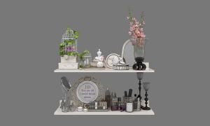 化妆品、镜面、花瓶、香水瓶搁板饰品摆件