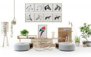 北欧实木镂空拼接电视柜、蜗牛壳坐墩