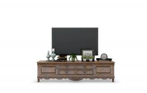 美式胡桃木雕花装饰电视柜、电视机组合