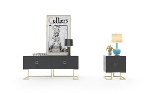 现代金属弓字形支架灰色电视柜