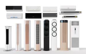 现代圆柱形空调、方形柜机、挂式空调组合