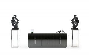 新中式黑色金属拉手电视柜