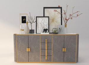 新中式梅花凹角柜体装饰柜、电视柜