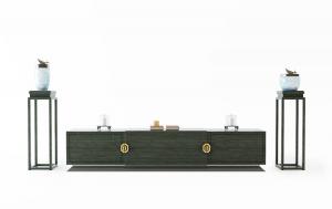 新中式深绿色装饰六边形金属拉手电视柜