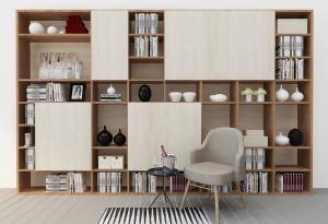 新中式书柜 书架、茶几冰桶组合