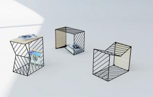 现代金属网长方形边几、角几