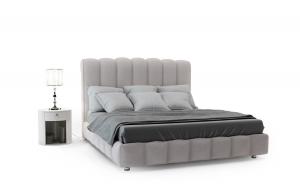 现代竖条凹凸软包双人床、床头柜