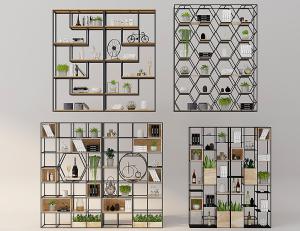 北欧金属框架收纳展示架、书架