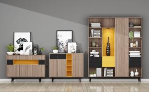 北欧撞色书架、装饰柜组合