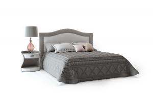 现代简约双人床、皮革床头柜