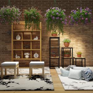 阳台实木收纳展示架、书架和花架组合