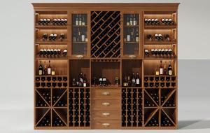 美式酒柜、酒架和酒瓶组合