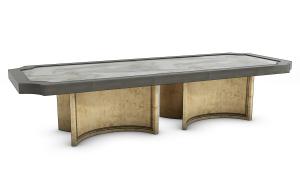 中式圆角凹陷长方形茶几