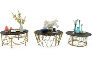 现代金属铁艺装饰圆形茶几组合