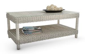 现代藤编支架玻璃台面茶几