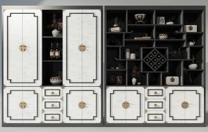 新中式套线柜门酒柜、博古架收纳