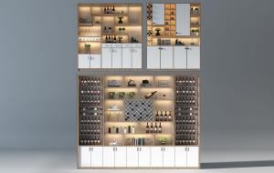 北欧带酒架大酒柜、有抽屉酒柜组合