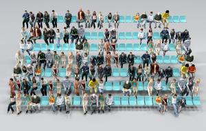 坐在候车室的人群 人物3d模型 坐在候车室的人群 人物