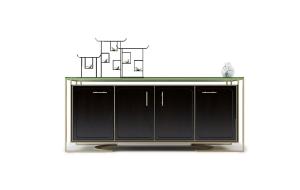 新中式金属边框套柜体的玄关柜