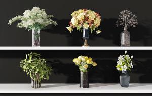 郁金香、绣球花、百合花花瓶花卉