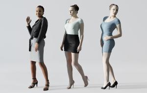 打招呼、转身、走路的女人 人物