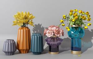 百合、芍药、花毛茛花瓶花卉