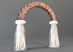 用玫瑰花装点的婚礼花环门