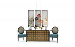 混搭小方格抽屉玄关柜、休闲椅组合