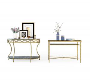 现代轻奢金属拼接大理石边几、装饰柜