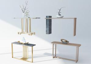 新中式金属支架大理石台面条案