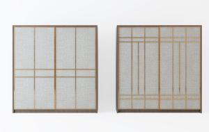 实木边框装饰推拉门的大衣柜