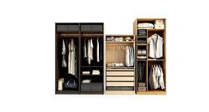 现代开放式带有抽屉的衣柜