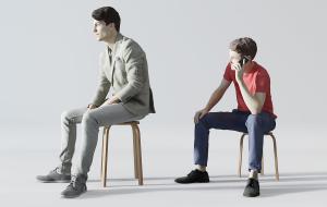 坐着打电话、发呆的男人 人物3d模型 坐着打电话、发呆的男人 人物