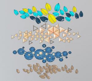 树叶、几何三角墙饰、挂件组合