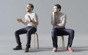 讲说、托腮聆听的男人 人物3d模型 讲说、托腮聆听的男人 人物