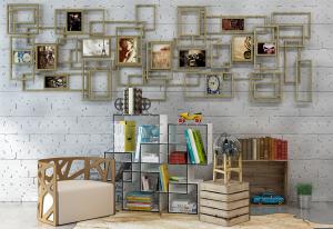 现代轻奢金属沙发背景墙墙饰、挂件