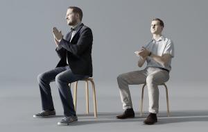坐着拍手鼓掌的男人 人物3d模型 坐着拍手鼓掌的男人 人物