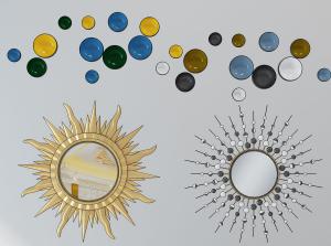 墙饰挂件、太阳装饰镜子组合