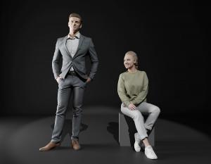 站着的男人、坐着微笑的女人 人物3d模型 站着的男人、坐着微笑的女人 人物