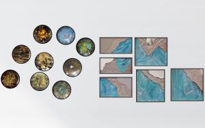 碗挂盘子墙饰、拼接装饰画组合