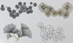 铁艺镂空银杏叶、树枝、花朵墙饰挂饰组合