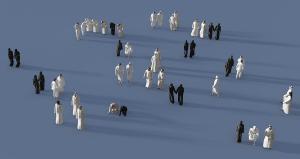 穿着黑色、白色长袍的阿拉伯男人 多人人物3d模型 穿着黑色、白色长袍的阿拉伯男人 多人人物